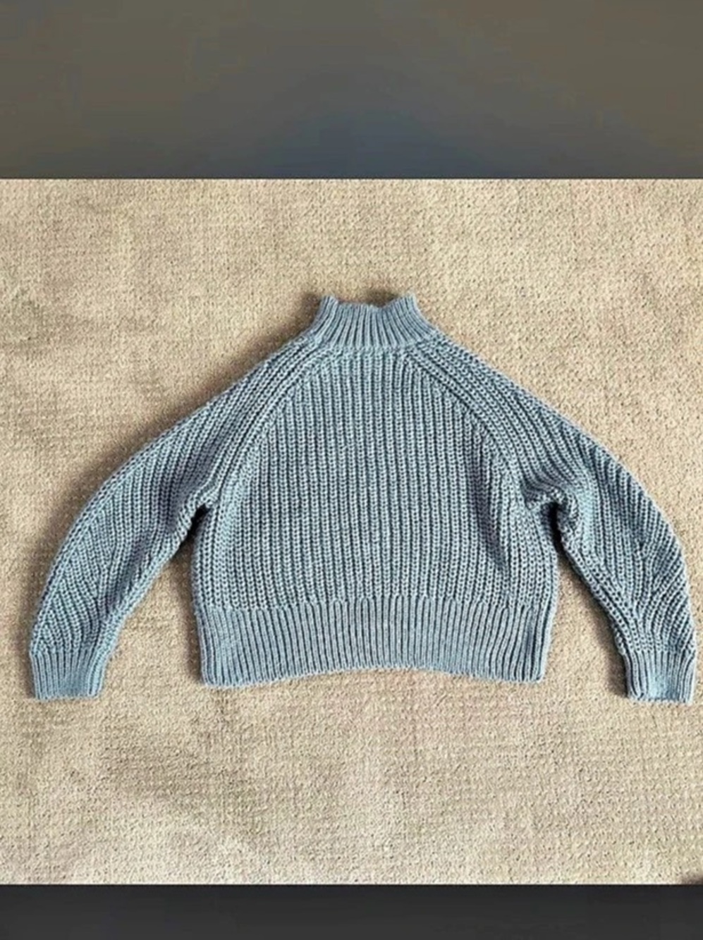 H&Medium Ribbed Turtleneck Sweater Blue Medium